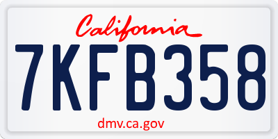 CA license plate 7KFB358