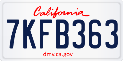 CA license plate 7KFB363