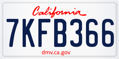 CA license plate 7KFB366