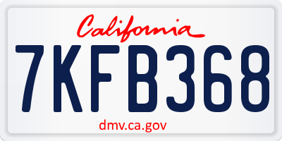 CA license plate 7KFB368