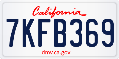 CA license plate 7KFB369