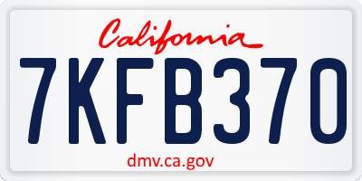 CA license plate 7KFB370
