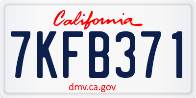 CA license plate 7KFB371