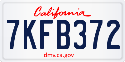 CA license plate 7KFB372