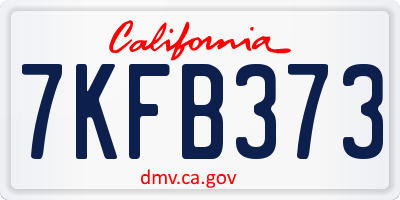 CA license plate 7KFB373