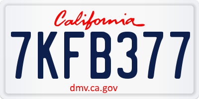 CA license plate 7KFB377