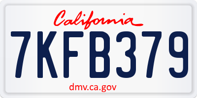CA license plate 7KFB379