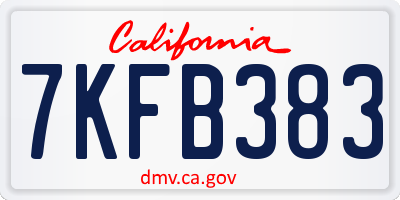 CA license plate 7KFB383