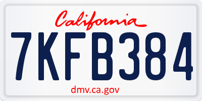 CA license plate 7KFB384