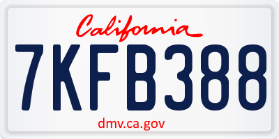 CA license plate 7KFB388