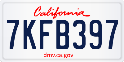 CA license plate 7KFB397