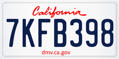 CA license plate 7KFB398