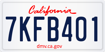 CA license plate 7KFB401