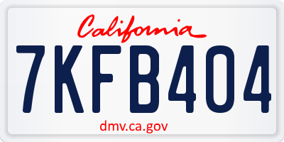 CA license plate 7KFB404