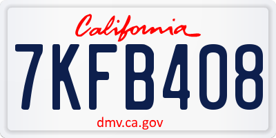 CA license plate 7KFB408