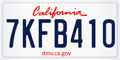 CA license plate 7KFB410