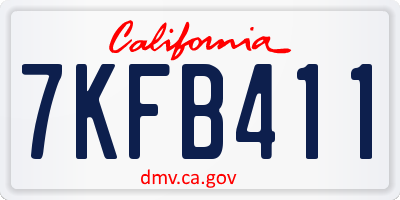 CA license plate 7KFB411