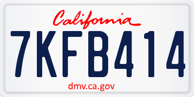 CA license plate 7KFB414