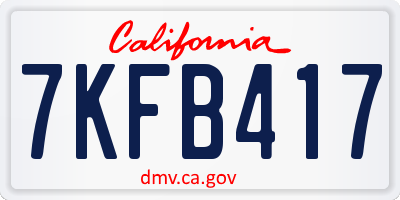 CA license plate 7KFB417