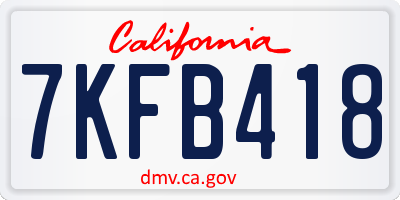 CA license plate 7KFB418