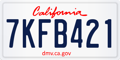 CA license plate 7KFB421