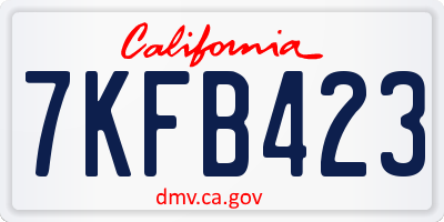 CA license plate 7KFB423