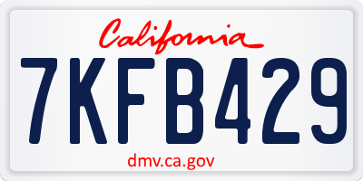 CA license plate 7KFB429