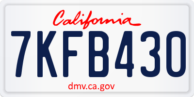 CA license plate 7KFB430