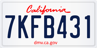 CA license plate 7KFB431