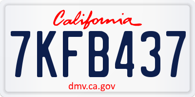 CA license plate 7KFB437
