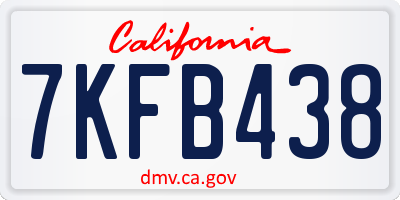 CA license plate 7KFB438
