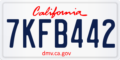 CA license plate 7KFB442