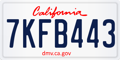 CA license plate 7KFB443