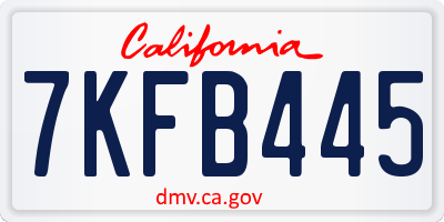 CA license plate 7KFB445
