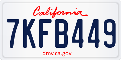 CA license plate 7KFB449