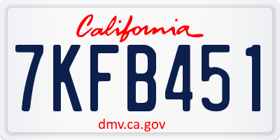 CA license plate 7KFB451