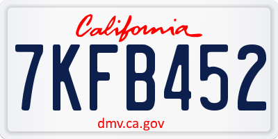 CA license plate 7KFB452