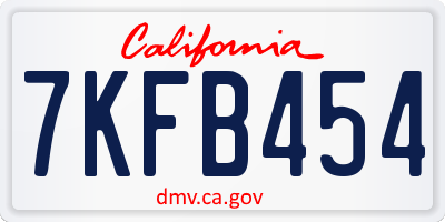 CA license plate 7KFB454