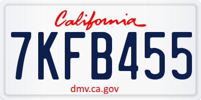 CA license plate 7KFB455
