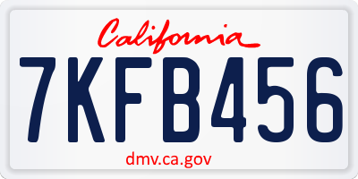 CA license plate 7KFB456