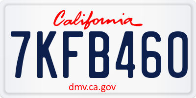 CA license plate 7KFB460