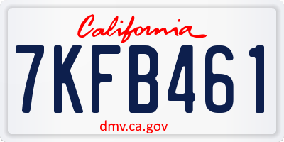 CA license plate 7KFB461