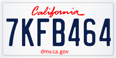 CA license plate 7KFB464
