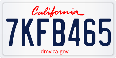 CA license plate 7KFB465