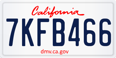 CA license plate 7KFB466