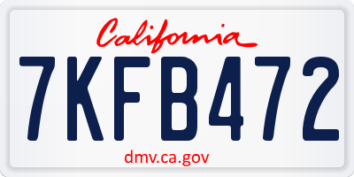 CA license plate 7KFB472
