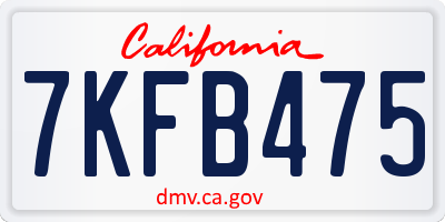 CA license plate 7KFB475