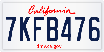 CA license plate 7KFB476