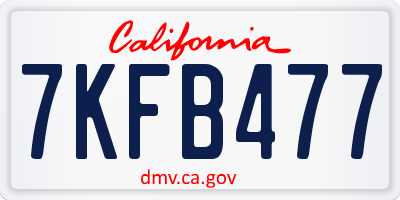 CA license plate 7KFB477