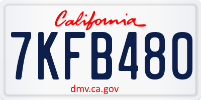 CA license plate 7KFB480
